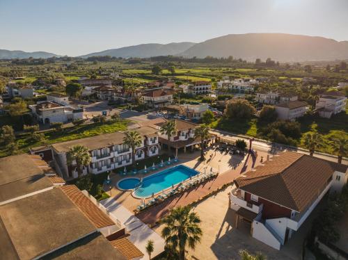an aerial view of a resort with a swimming pool at Yakinthos Hotel in Laganas