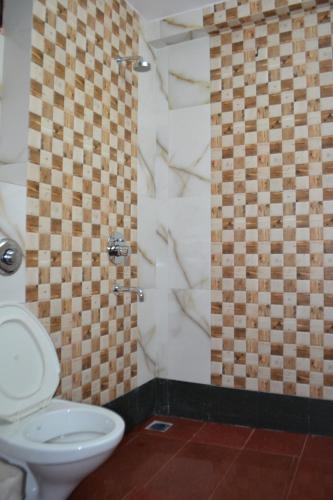 a bathroom with a toilet and a shower at Chandra Inn in Jodhpur