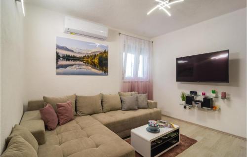 un soggiorno con divano e TV a schermo piatto di Amazing Apartment In Obrovac Sinjski a Obrovac Sinjski