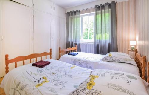 two twin beds in a bedroom with a window at Awesome Home In Colombieres With Wifi in Colombières