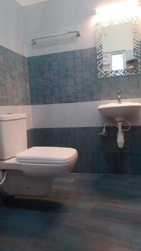 a bathroom with a toilet and a sink at Dilmun Yercaud Villa in Yercaud