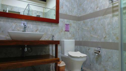 a bathroom with a sink and a toilet at Cogent Holiday Home in Gelioya