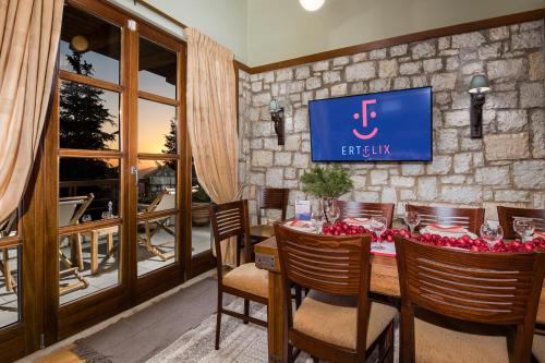 TV a/nebo společenská místnost v ubytování Sky Shades Villa in Arachova