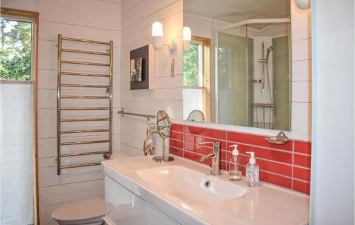 a bathroom with a sink and a mirror at Gorgeous Home In Färjestaden With Wifi in Färjestaden