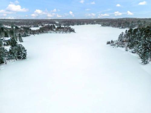 an aerial view of a lake with trees in it at 4Bdrm Muskoka Retreat, Fire Table, Games, Netflix in Port Carling