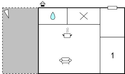 a diagram of a kitchen with a sink at Cozy Home In Skillinge in Skillinge