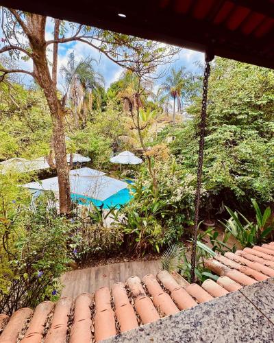 a view from the roof of a house with a pool at Pousada Casa das Flores in Sao Jorge