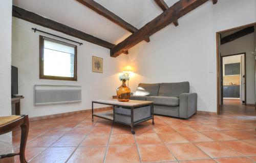 un salon avec un canapé et une table dans l'établissement Lovely Home In Saint-Vallier-De-Thiey, à Saint-Vallier-de-Thiey