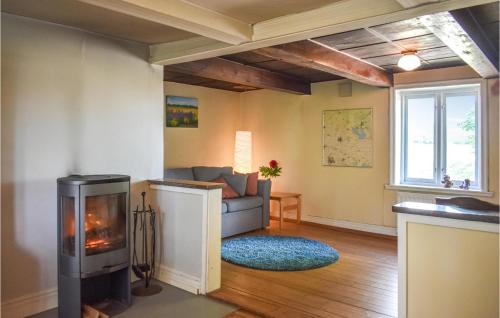 a living room with a couch and a fireplace at 1 Bedroom Cozy Home In Eslöv in Eslöv