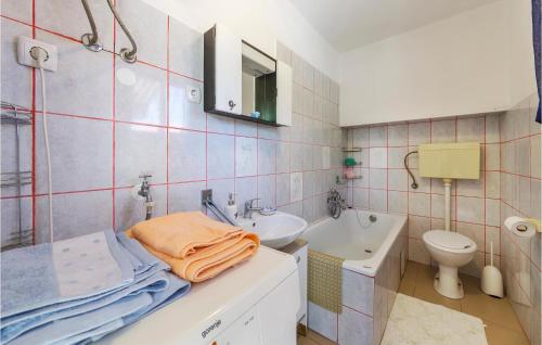 a bathroom with a sink and a toilet at Awesome Home In Pula With Kitchen in Pula