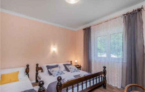 a bedroom with two beds and a window at 3 Bedroom Lovely Home In Susanj in Sušanj