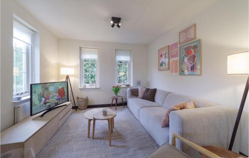 a living room with a couch and a tv at Amazing Home In Wemeldinge With Wifi in Wemeldinge