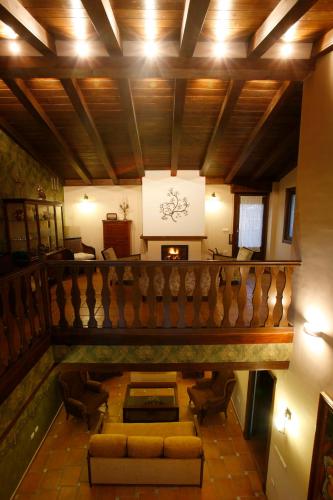an overhead view of a living room with a couch at Casa Felisa Pirineo Aragonés in Santa Eulalia de Gállego