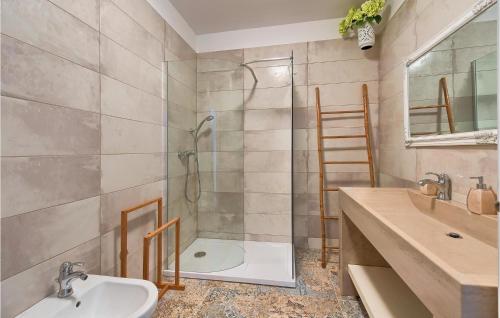 a bathroom with a shower and a sink and a tub at Gorgeous Home In Buzet in Buzet