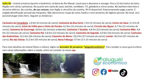 a screenshot of a website with a picture of a waterfall at Sana - Aluguel Econômico in Sana