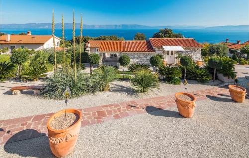 a group of potted plants in front of a house at Gorgeous Home In Ravni With Wifi in Ravni