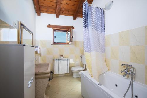 un bagno con vasca, WC e lavandino di Villa Lux Casa Histria a Katun Lindarski