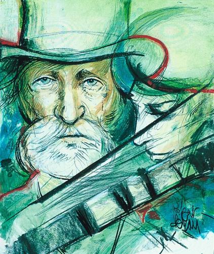 a drawing of a man wearing a hat at B&B Verdi in Bruges