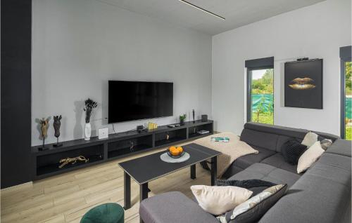 a living room with a couch and a flat screen tv at Awesome Home In Zminj With Wifi in Žminj