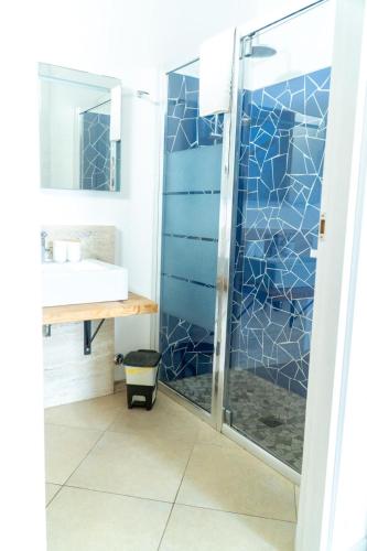 a bathroom with a shower and a sink at Percebes Exclusive B&B in Cutrofiano