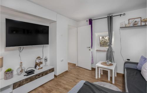 a living room with a couch and a tv on the wall at 2 Bedroom Stunning Home In Bregi in Breza