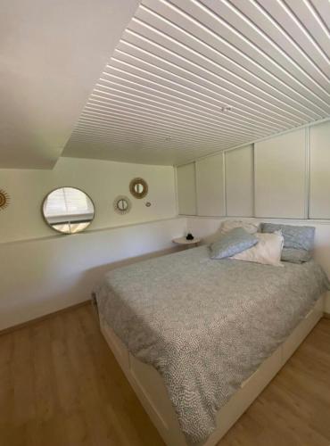 - une chambre mansardée avec un grand lit dans l'établissement Havre de paix ! Appartement privatif avec jardin, à Auch