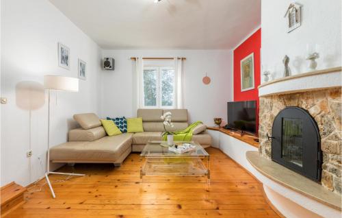 Una sala de estar con un sofá y una chimenea. en Holiday Home Gajana Gajana, en Gajana