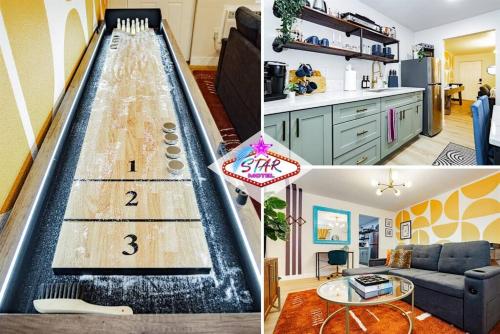 a collage of pictures of a indoor pool at Star Motel Unit 2- Luxury Las Vegas Vacation Home Arts District Oasis in Las Vegas