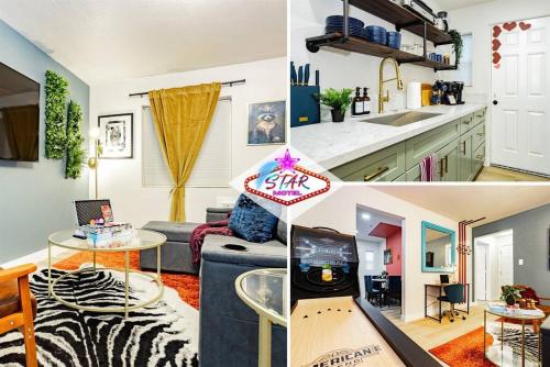 a collage of photos of a kitchen and a living room at Star Motel Unit 3- New Premier & Private Las Vegas Arts District Home in Las Vegas