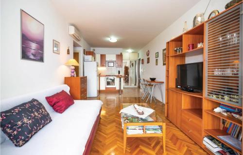 Televízia a/alebo spoločenská miestnosť v ubytovaní Apartment Brela With Sea View 08