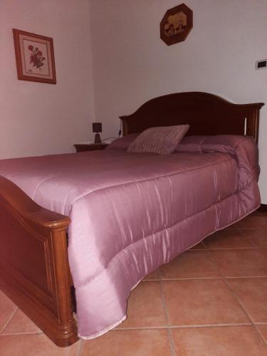 a bed with a pink blanket on it in a bedroom at Casa vacanze le coccinelle in Nizza Monferrato