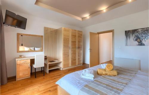 a bedroom with a bed and a desk and a television at Villa Kate in Žminj