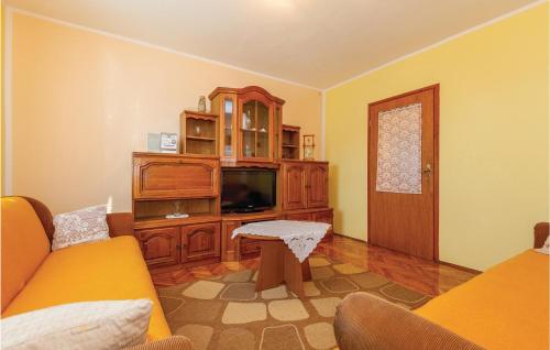 a living room with a couch and a tv at Lovely Apartment In Sveti Juraj in Sveti Juraj