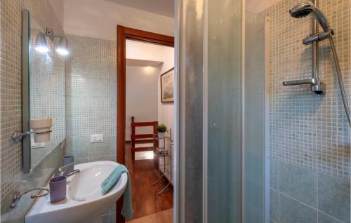 a bathroom with a sink and a shower at Lovely Apartment In Caramanico Terme in Caramanico Terme