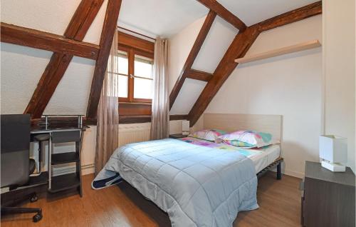 a bedroom with a bed and a desk and a television at 2 Bedroom Lovely Apartment In Rouffach in Rouffach