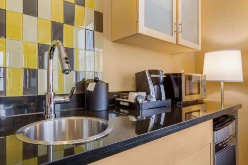a kitchen counter with a sink and a microwave at Cambria Hotel Denver International Airport in Aurora