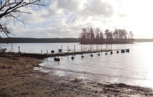 a dock on a lake with boats in the water at 1 Bedroom Stunning Home In Fegen in Fegen