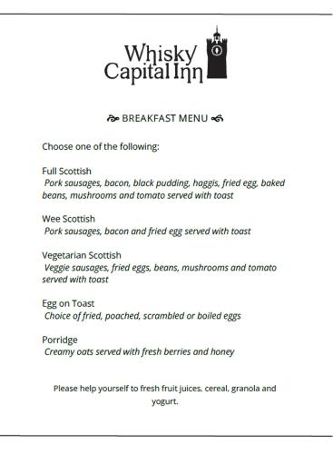 a screenshot of the wiley capital inn website at Whisky Capital Inn in Dufftown