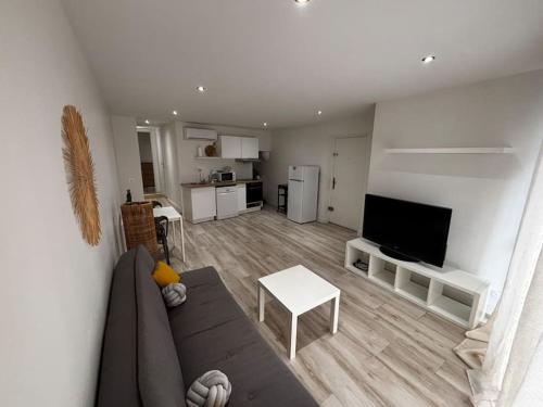 un salon avec un canapé et une télévision dans l'établissement Superbe appartement Roquevaire, à Roquevaire