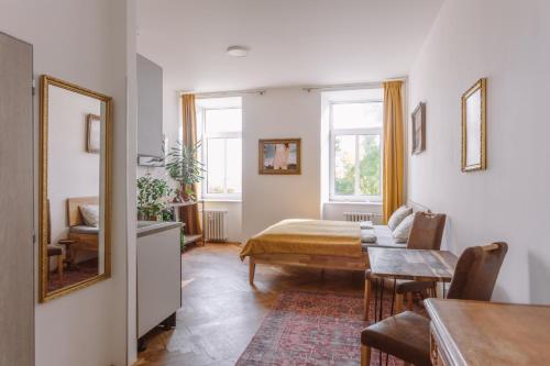 Ένα ή περισσότερα κρεβάτια σε δωμάτιο στο Urban lifestyle Brno