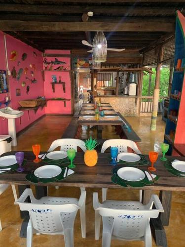 Restaurace v ubytování Cabaña Azores, Barú, Cartagena