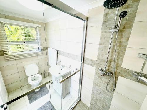 une salle de bain avec une douche, des toilettes et un lavabo dans l'établissement Hotel Vibes Cape Town Plattekloof, au Cap