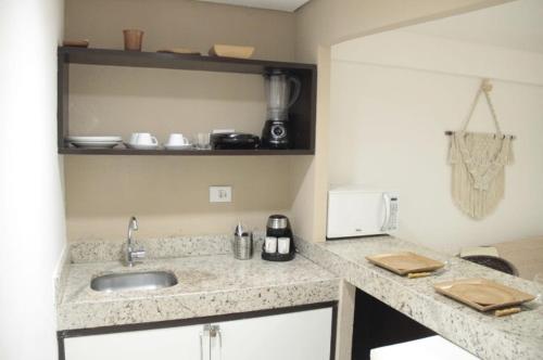 Η κουζίνα ή μικρή κουζίνα στο Pipas Bay - Flat - Beira Mar