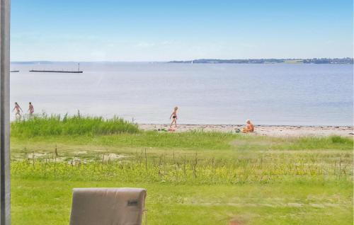 a group of people on a beach near the water at Marina Minde in Rendbjerg