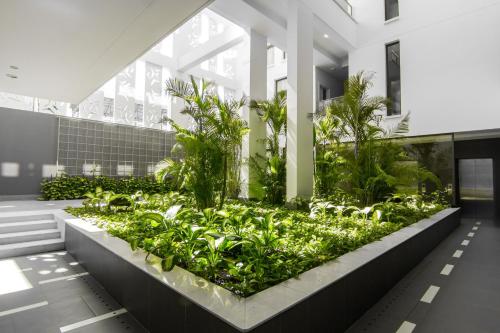 an indoor garden with plants in a building at SUN & MOON, Urban Hotel in Phnom Penh
