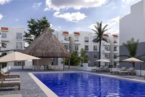 a view of the pool at the resort at Casa Caracol in Tulum