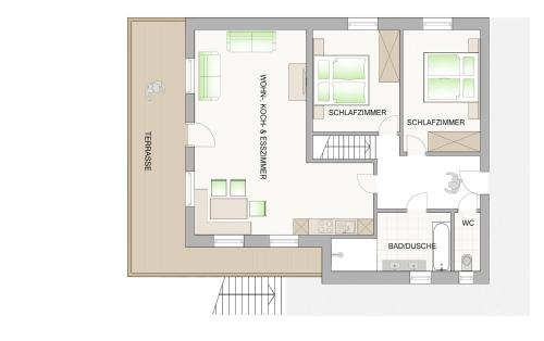 Půdorys ubytování sDahoam Luxury Chalet
