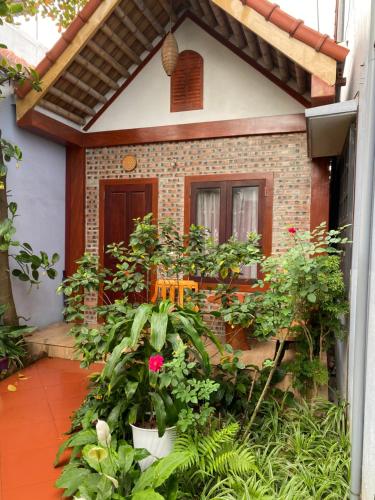 a house with a bunch of plants in front of it at tam coc familyfriendly homestay in Vũ Lâm
