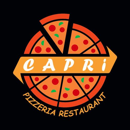 a pizza restaurant logo with a slice of pizza at Sunraf Luxe Apartments in Budva