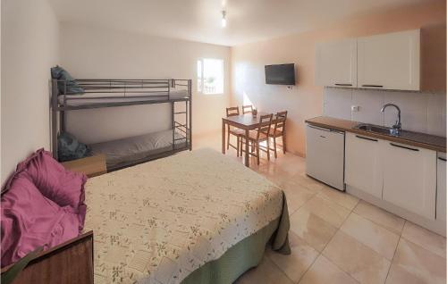 Il comprend une chambre avec des lits superposés et une cuisine. dans l'établissement Gorgeous Apartment In Loupian, à Loupian
